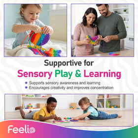 Feelio shapes circle butterfly star invite tactile exploration and color learning.