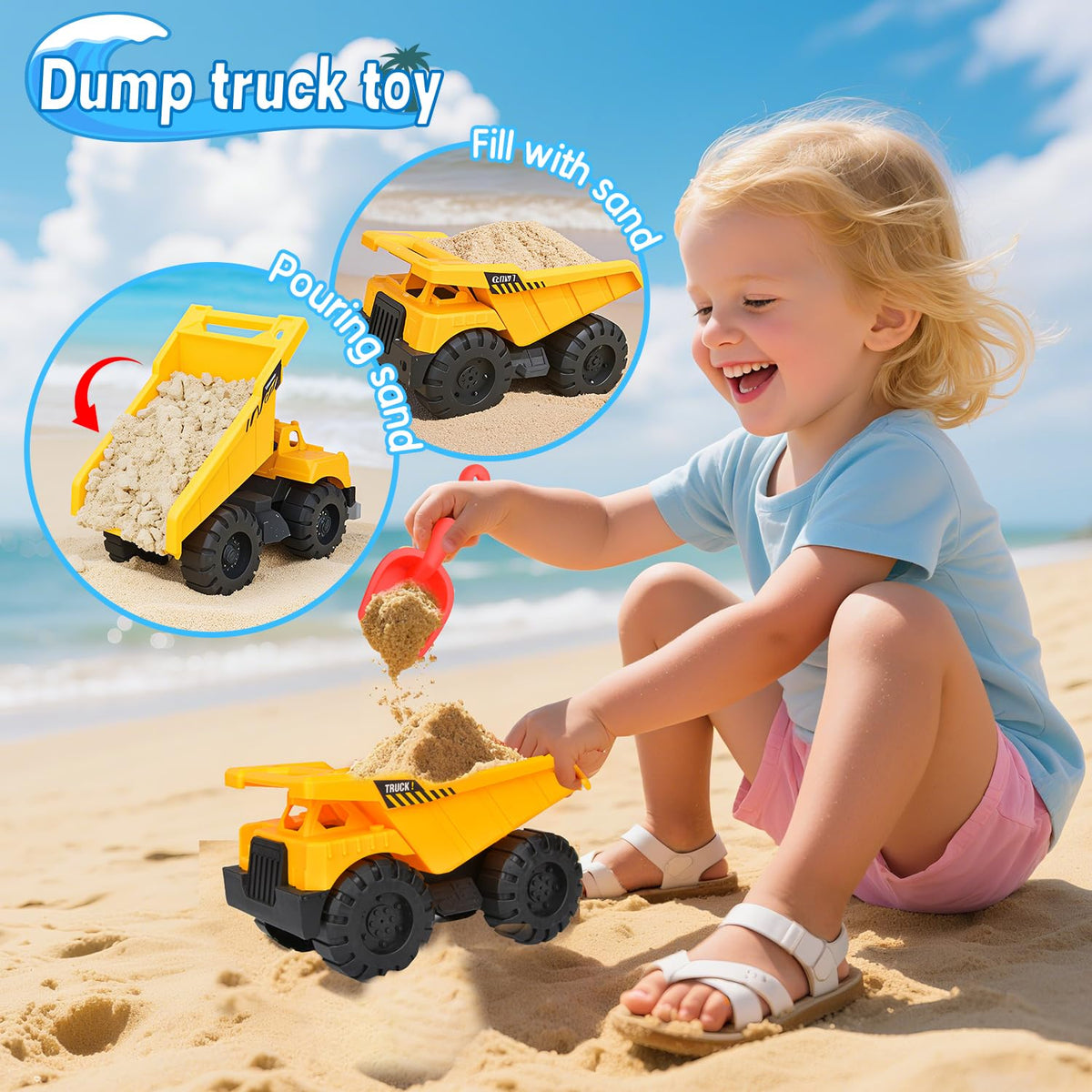 Fegalop dumper truck and vehicle molds add dynamic sand-building scenarios.