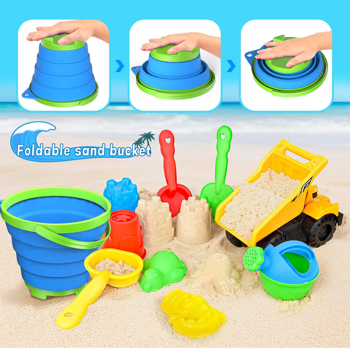 Fegalop colorful sandcastle molds for creative play and fine motor skills.