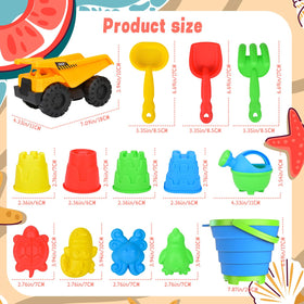 Fegalop 14pcs mesh bag keeps beach tools organized and sand-free.