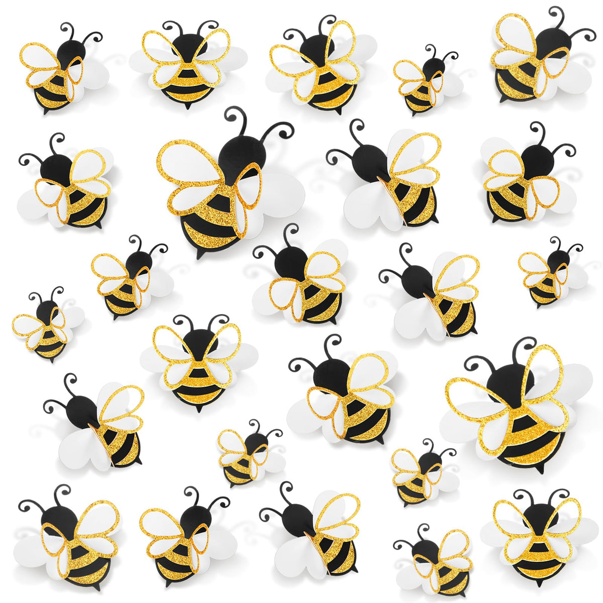 Feifeiya 3D bee decoration in 3 inch adds shimmering charm to classroom walls.