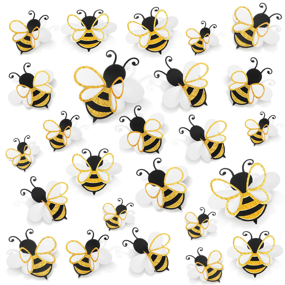 Feifeiya 3D bee decoration in 3 inch adds shimmering charm to classroom walls.