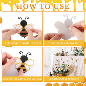 Feifeiya 3D bee decoration in 6 inch makes a bold focal point on walls or boards.