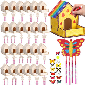 Feifeiya birdhouse wind chime kit assembly visual with sturdy wood parts for painting