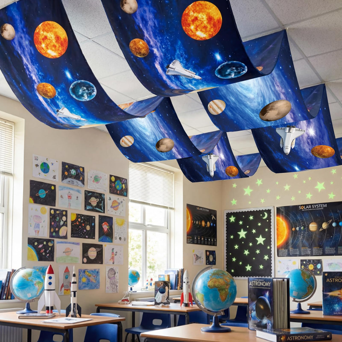 Feifeiya colorful cosmos design enhances classroom or event ambiance.
