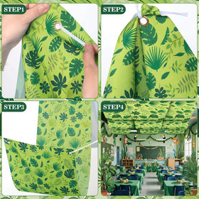 Feifeiya ceiling banners showcase lush forest leaves for classroom decor and VBS setup.