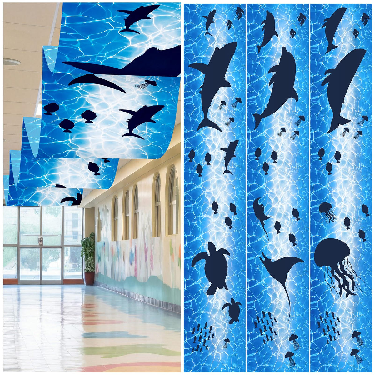Feifeiya ocean banner showing a whale silhouette for immersive ceiling decor