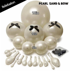 Feilebalon black satin bows add chic contrast to arch.