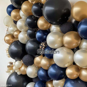 feilebalon dark royal blue and gold balloons create luxe wedding garland backdrop