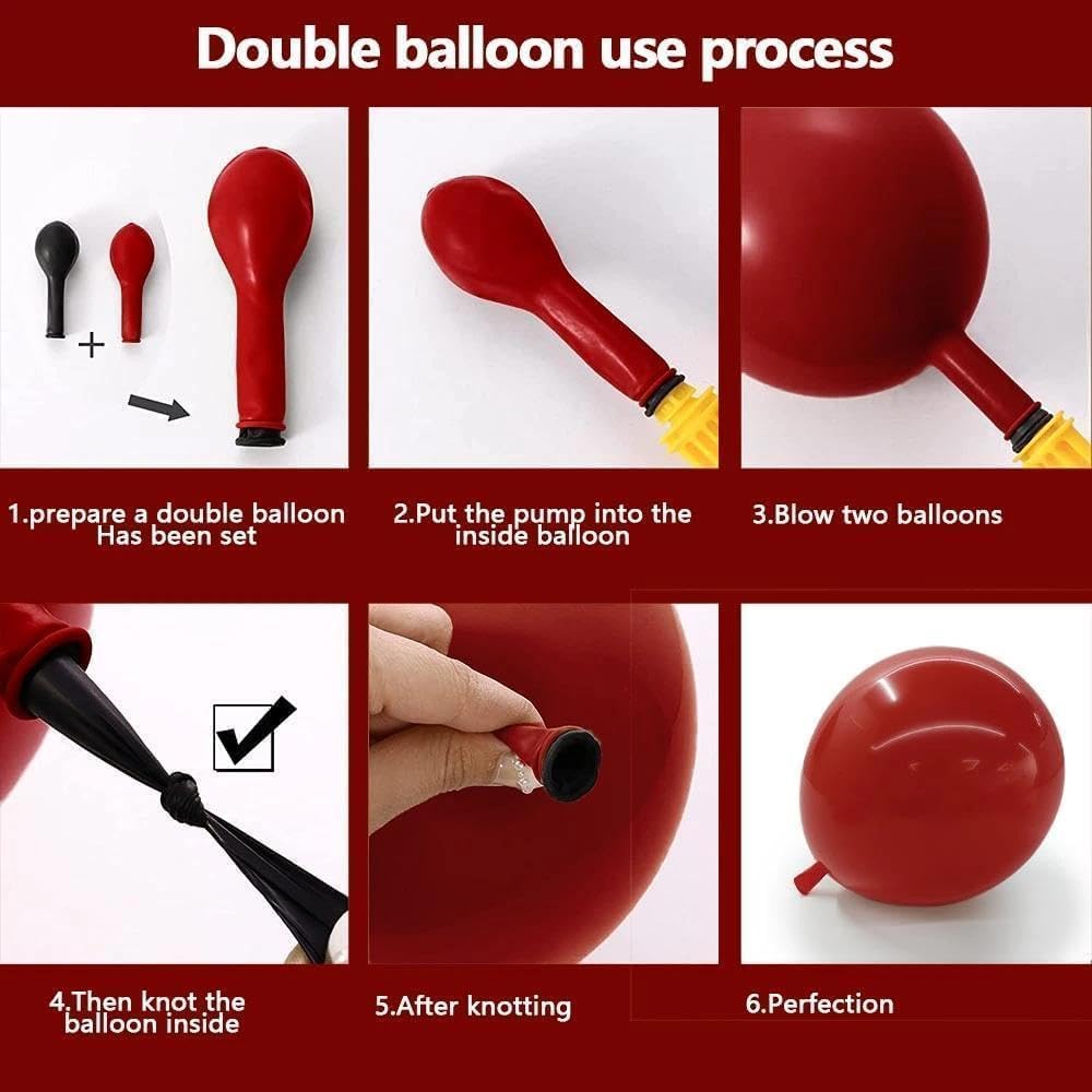 Feilebalon double-stuffed burgundy 5inch balloons enrich color depth