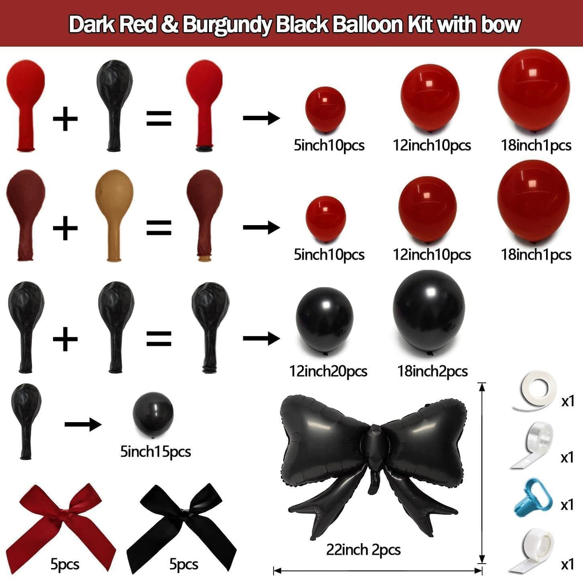 Feilebalon double-stuffed ruby red 18inch balloons anchor the arch drama