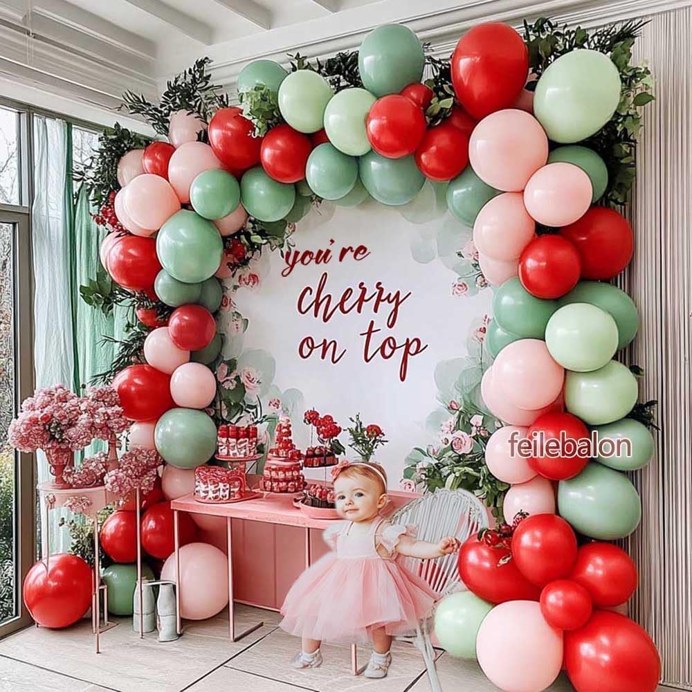 Feilebalon double stuffed ruby red balloons for fuller garland.