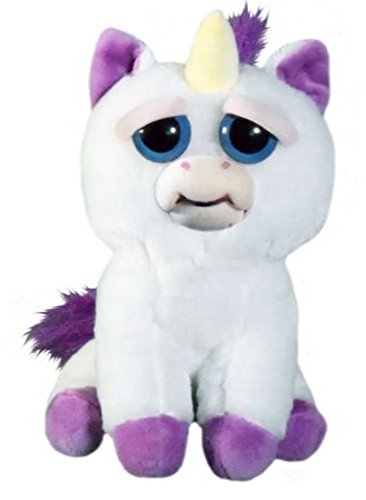 Feisty Pets Glenda Glitterpoop unicorn squeeze action shows transformation.