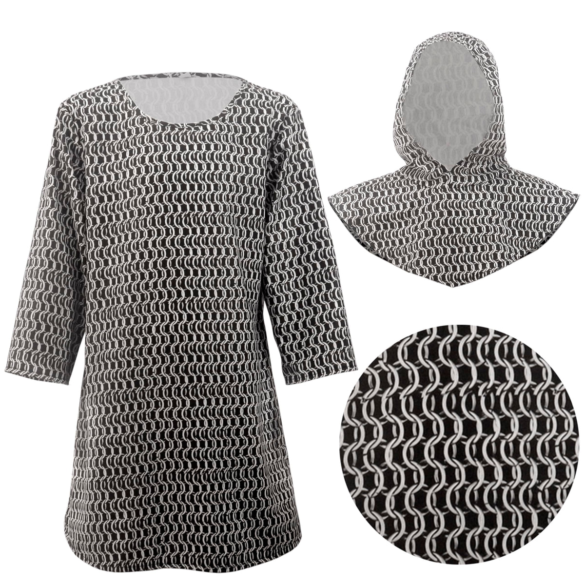 Felardin chainmail knight hood completes medieval costume and comfort