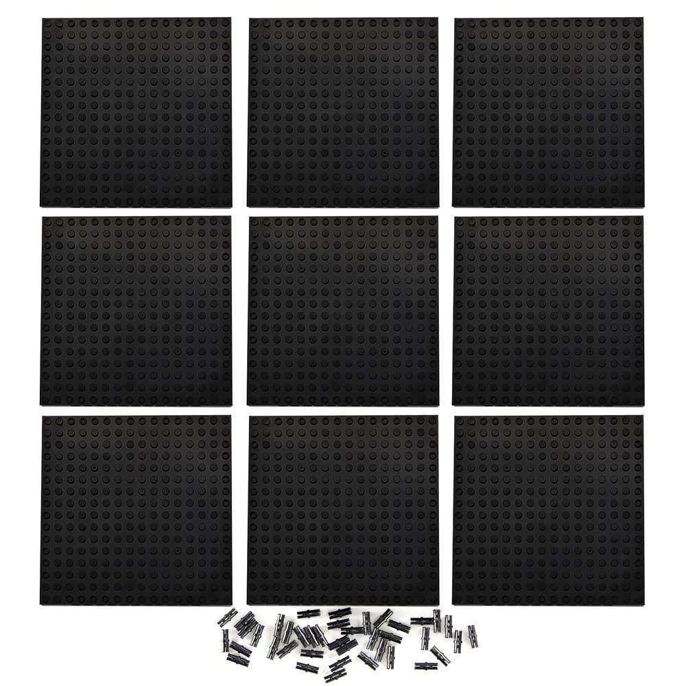 Feleph nine-piece black 16x16 plate with holes and pins for pixel art
