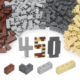 Feleph Masonry Bricks Set 450pcs enables expansive wall-building playtime.