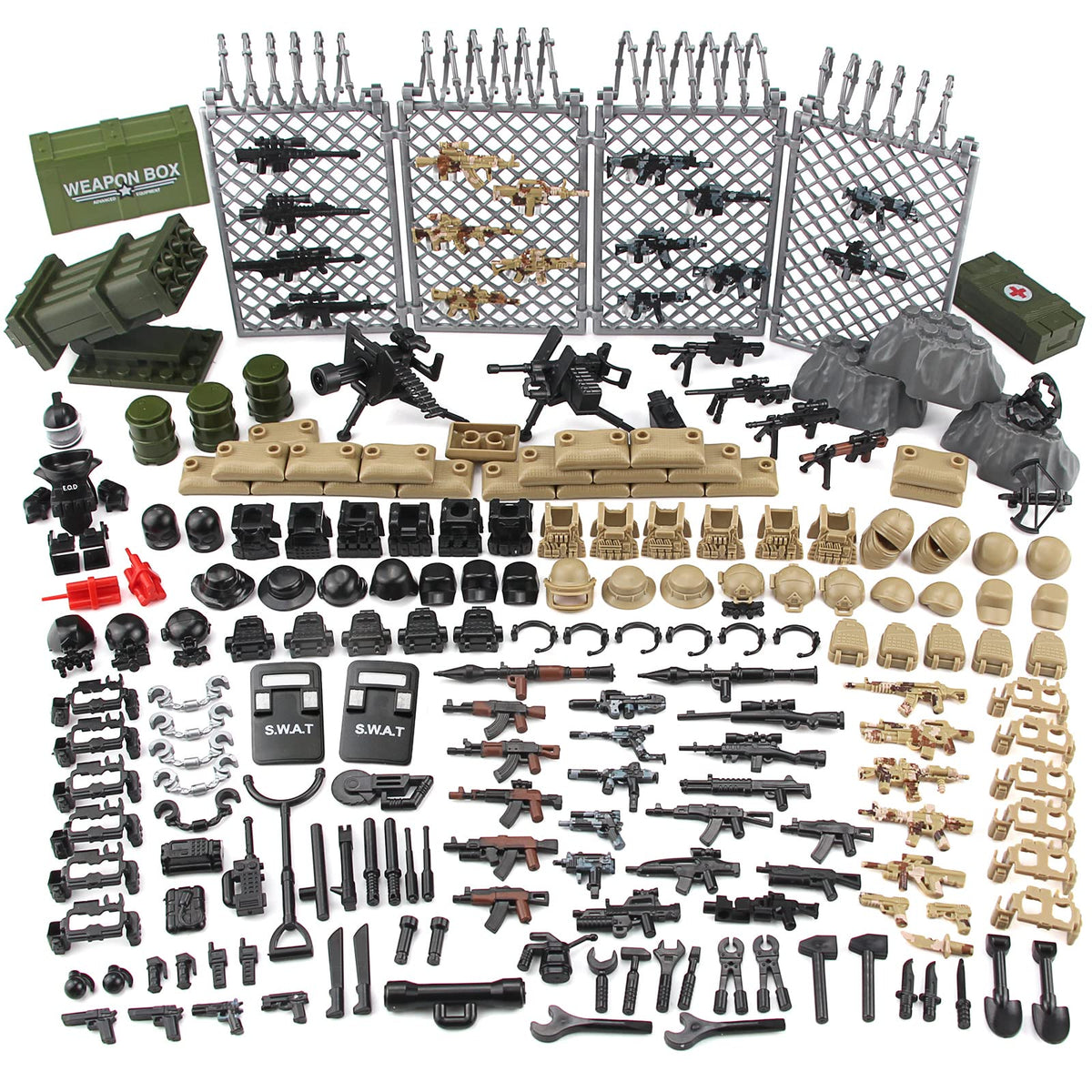 Feleph modern military weapons pack with SWAT gear for imaginative play