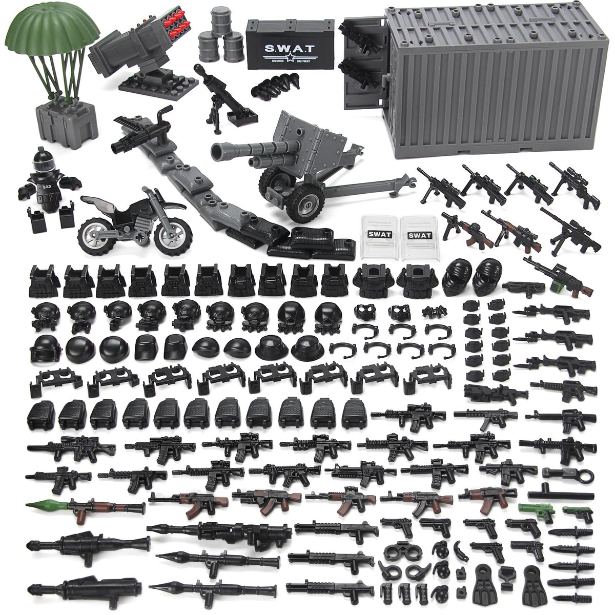 Feleph SWAT Team cargo container with assorted accessories for immersive play.