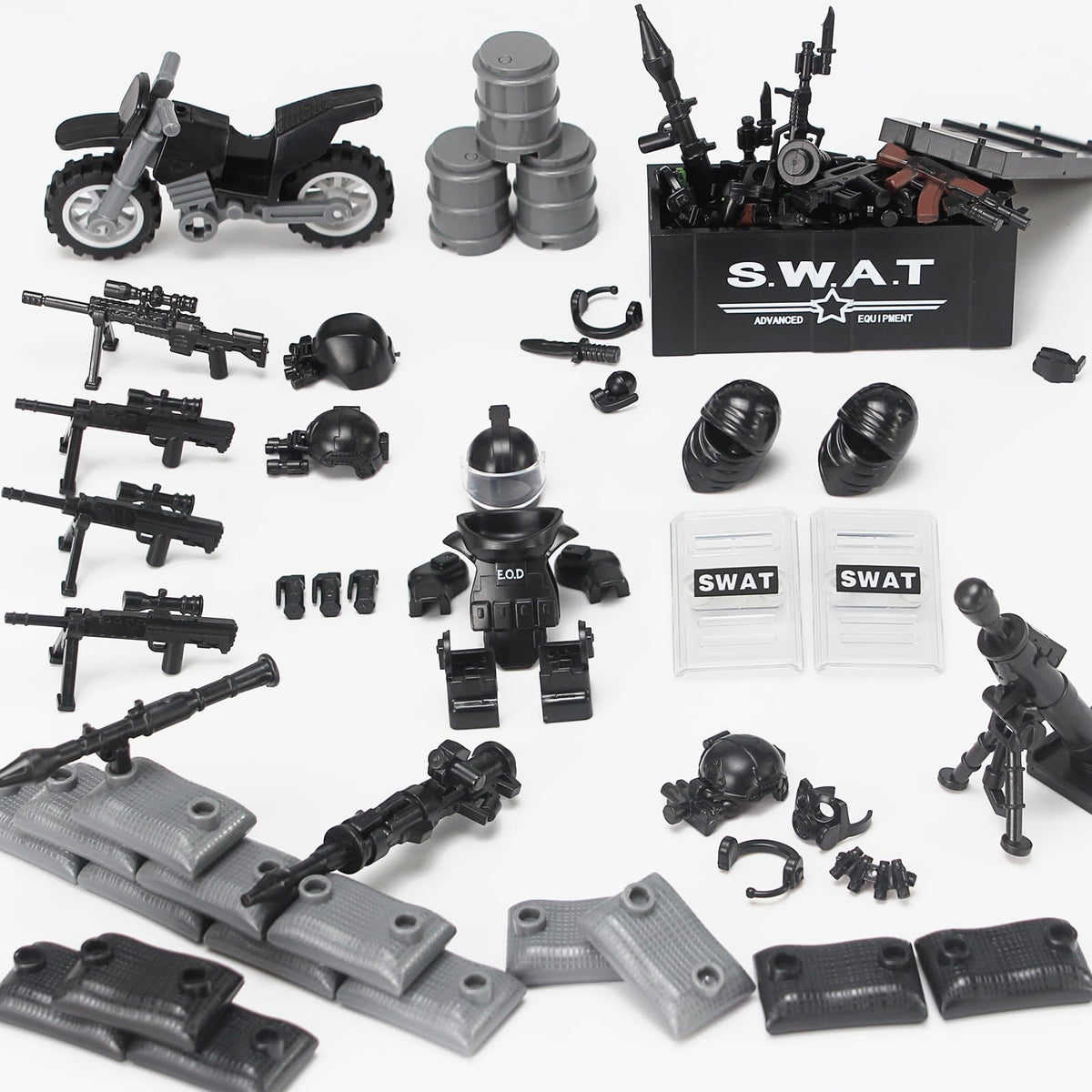 Feleph SWAT Team parachutes and supply boxes for action-packed missions.