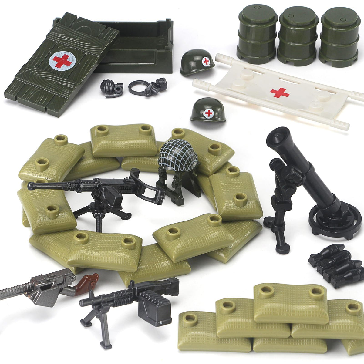 FELEPH WW2 heavy weapons brick model sparks dramatic play scenes