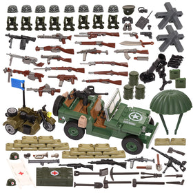 FELEPH WW2 US Army Willy's Jeep brick model for durable, imaginative play