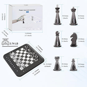 Elegant crystal pieces paired with the modern board for a premium chess setup.