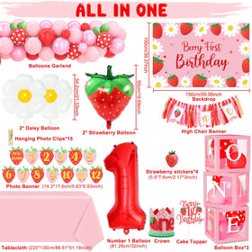 FengRise strawberry foil balloons bright accents for cake prep