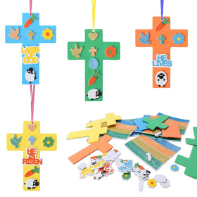 Fennoral Easter cross kit 24-pack with colorful foam stickers for kids