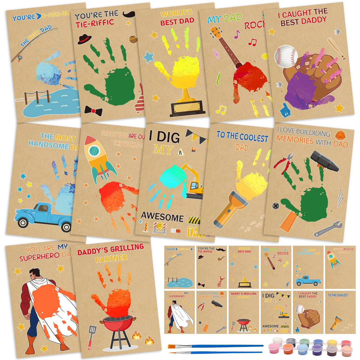 Fennoral Fathers Day craft kit card collection ready for handprint keepsakes
