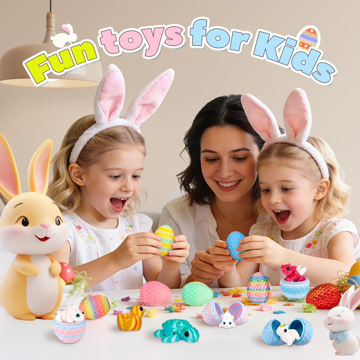 Fenoee eggs doubled as colorful decor for shelves, desks, or parties.