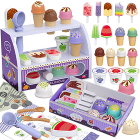 FENYAN ice cream counter with popsicles boosts imaginative play and fine motor skills.