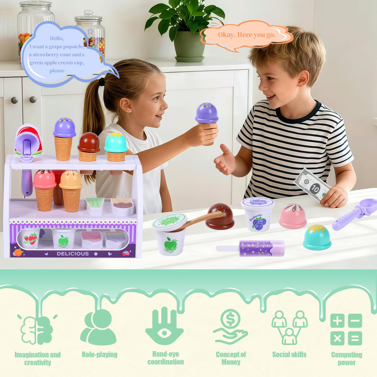 FENYAN menu and banknotes teach basic money concepts through play.