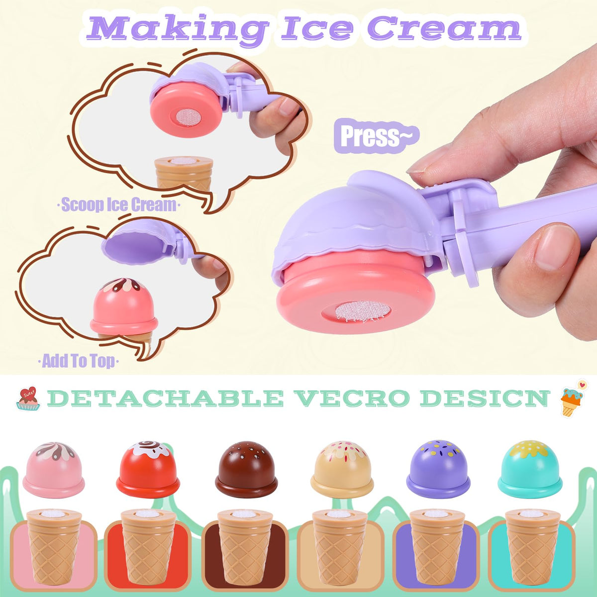 FENYAN purple ice-cream scoop highlights action and flavor crafting.