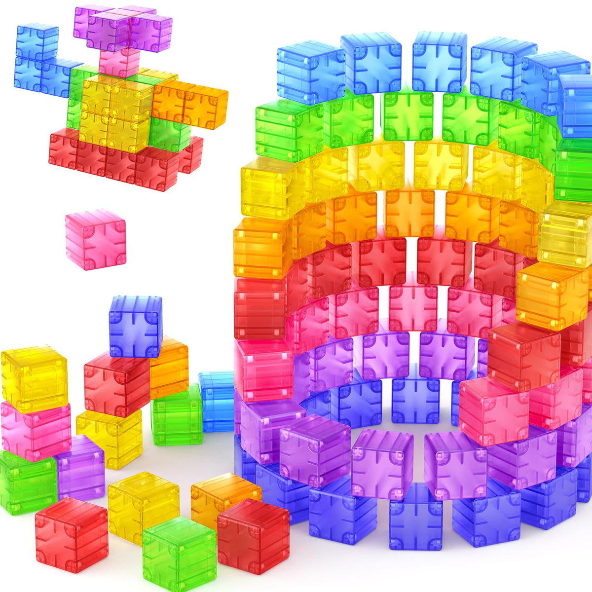 Feoxialy magnetic blocks 52pc set, vibrant pieces for creative building and STEM exploration.