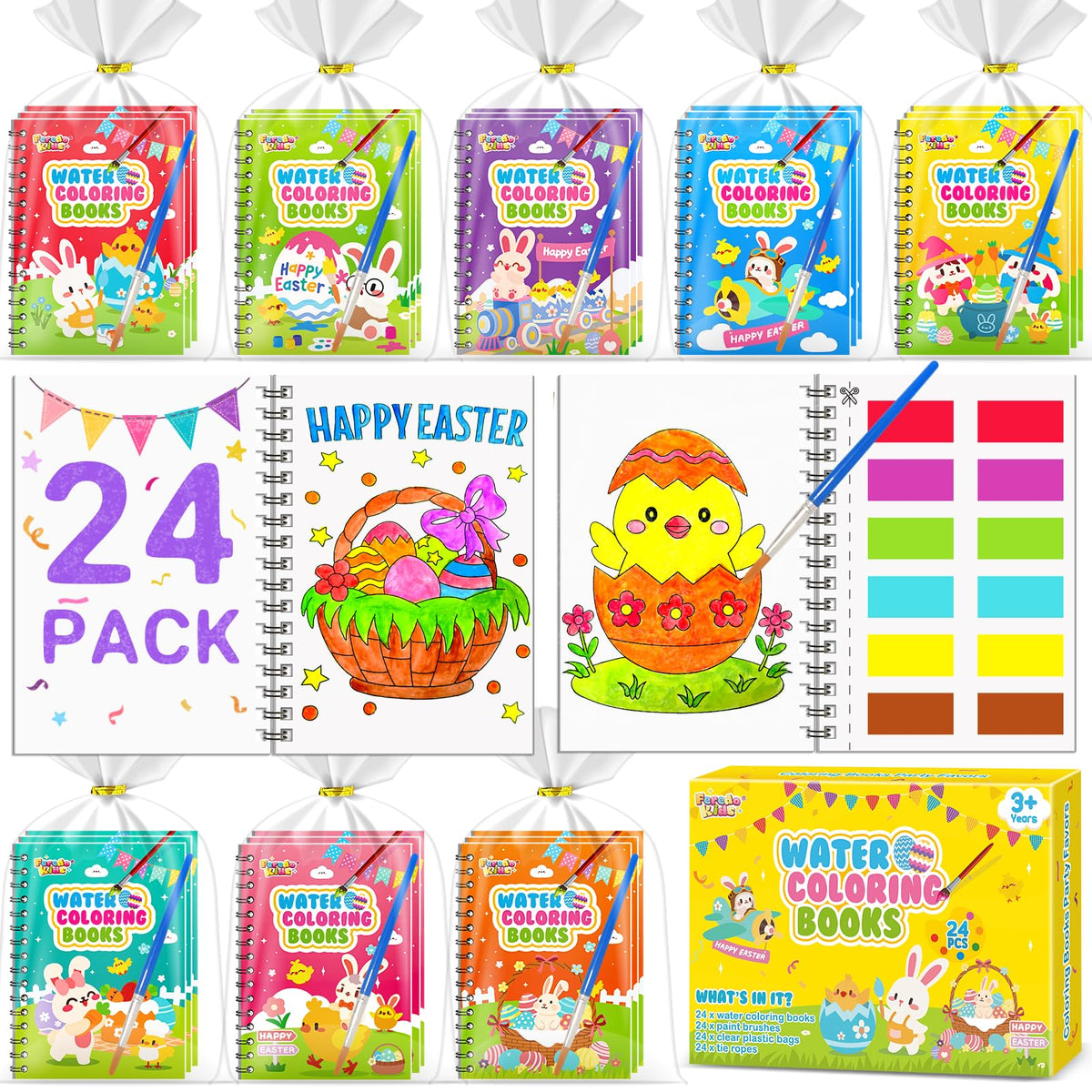 FEREDO KIDS Easter coloring book set cover featuring unicorns and princesses for party fun