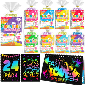FEREDO KIDS rainbow scratch notebook 24-pack for creative party activities.