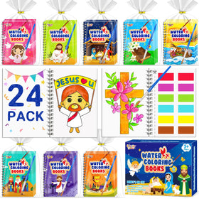 FEREDO KIDS watercolor-coloring-book-kit with attached paints for mess-free creativity.