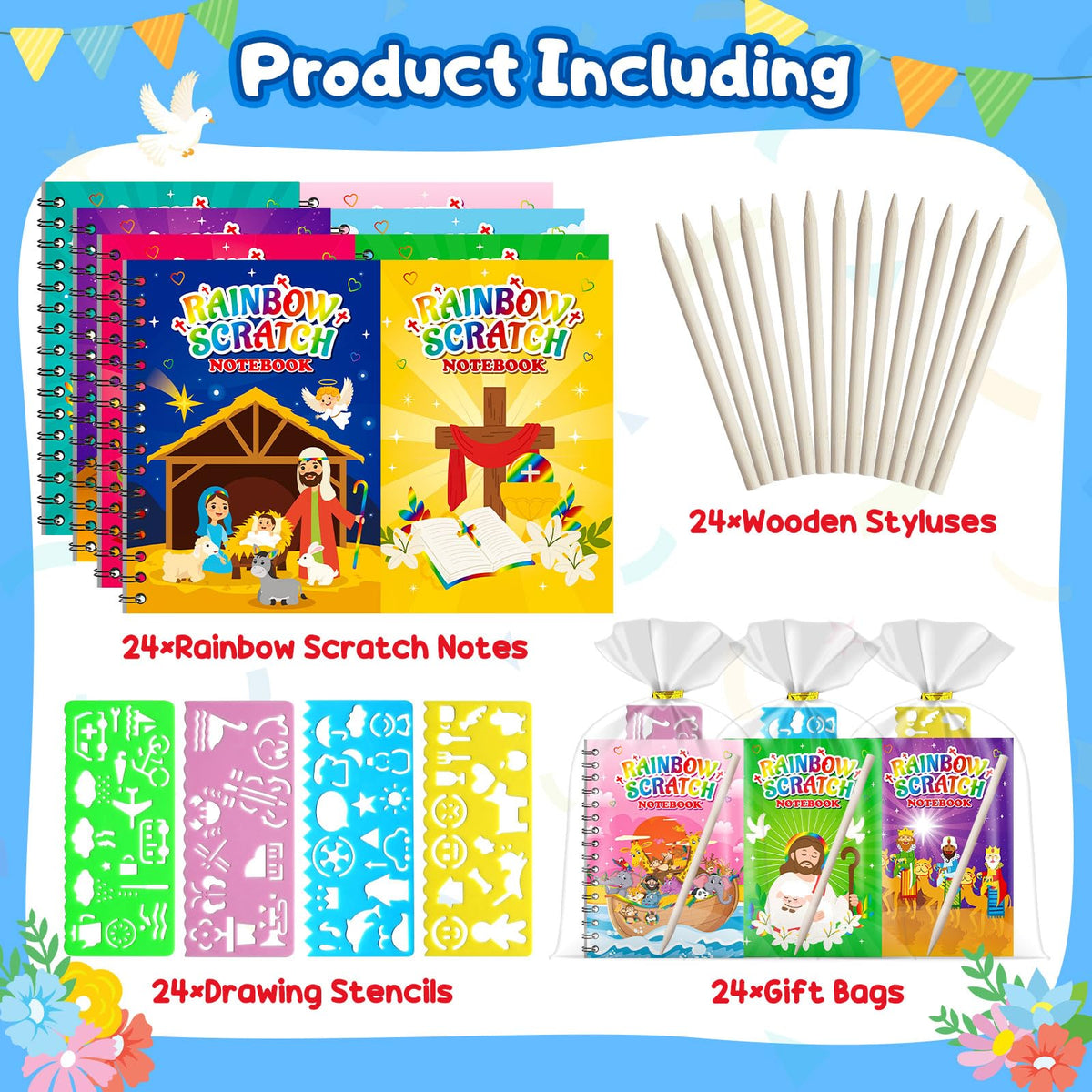 FEREDO KIDS wooden stylus for scratch art and mess-free coloring