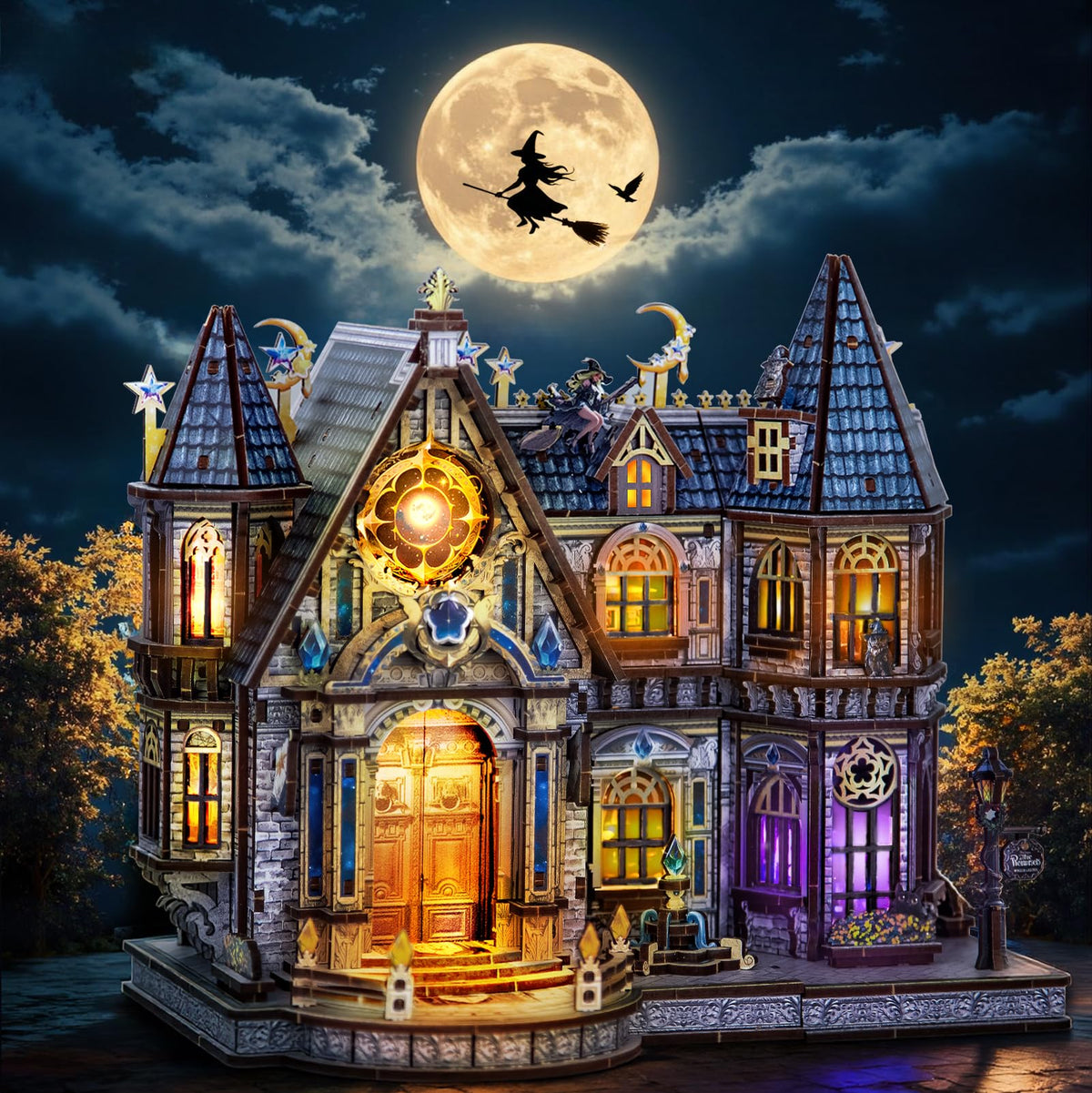 Ferrafay LED 3D puzzle fountain and garden glow for charm.