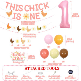 Festiblast chicken and flower cupcake toppers coordinate with the party theme