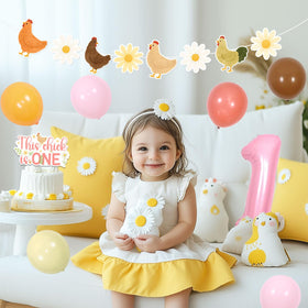 Festiblast chicken and flower garland adds charming farm decor