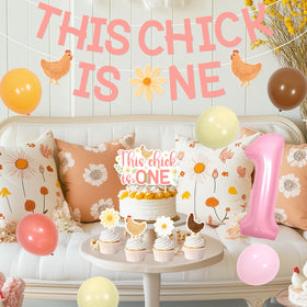 Festiblast This Chick Is One cake topper enhances presentation from all angles