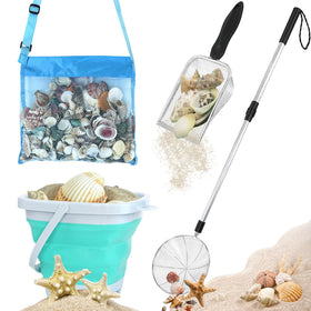 Fethwoin shark tooth sifter with extended-handle for easy beach digging