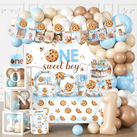 Fexivo Milk and Cookies backdrop for first birthday photos.