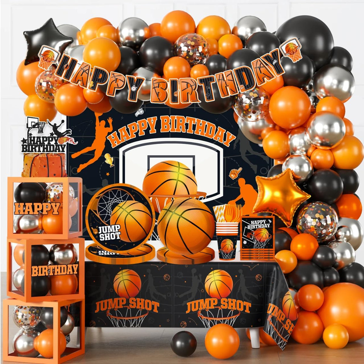 Fexivo basketball banner enhances party decor and focal point for celebrations.