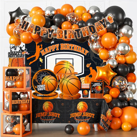 Fexivo basketball banner enhances party decor and focal point for celebrations.