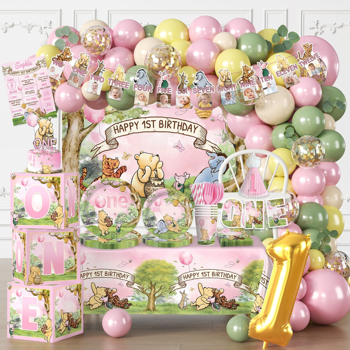 Fexivo bear 1st birthday arch creates a festive focal point for photo worthy moments