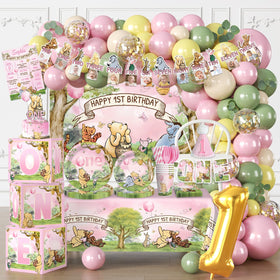 Fexivo bear 1st birthday arch creates a festive focal point for photo worthy moments