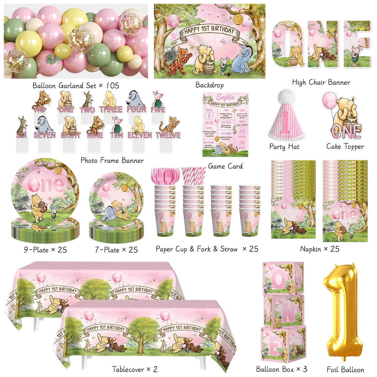 Fexivo bear 1st birthday backdrop creates a cohesive party scene for lasting photos