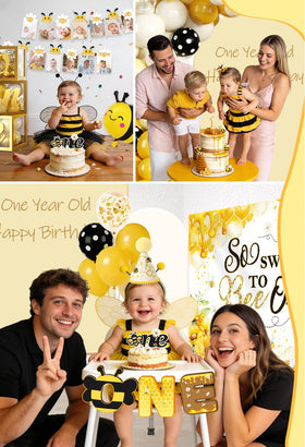 Fexivo cake topper and party hat highlight milestones.